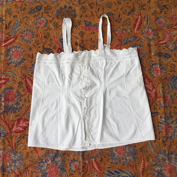 Vintage Indonesian Camisole with Dutch Lace in Whi