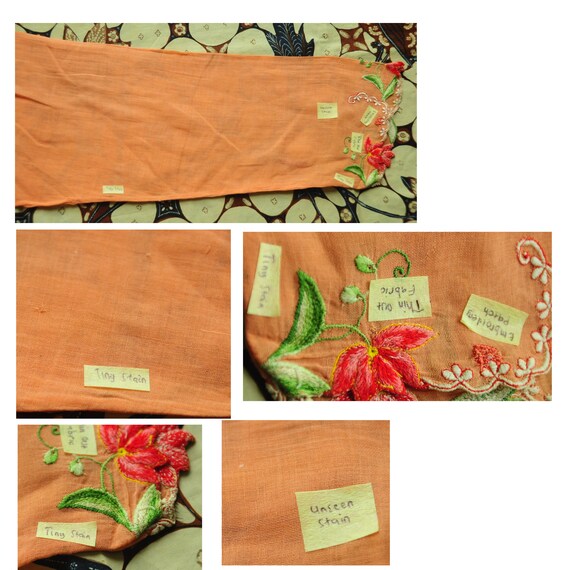 Vintage Orange Indonesian Kebaya with Floral Embr… - image 9