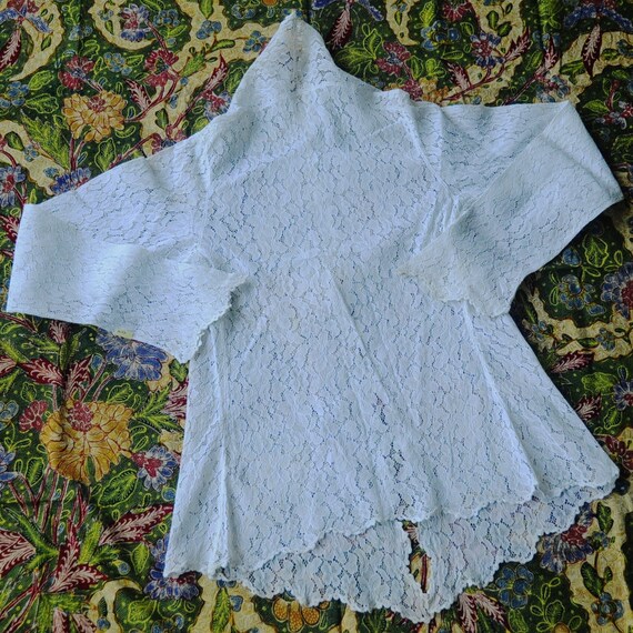 Vintage White Bluish Lace Indonesian Kebaya 10406… - image 3