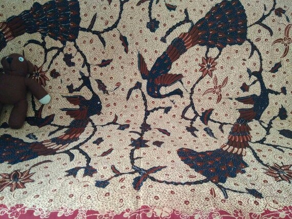 Vintage Indonesian Hand Drawn Batik with Peacock a