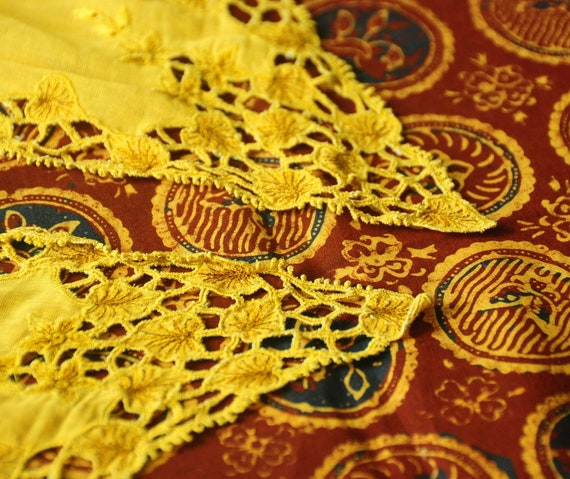 Vintage Mustard Indonesian Kebaya with Mustard Flo