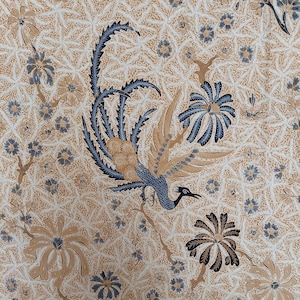 Vintage Sogan (Brown) Hand Drawn Batik Phoenix and Manggar Motif