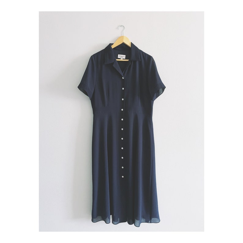 Vintage 1990\u2019s Navy Button Front Maxi Dress