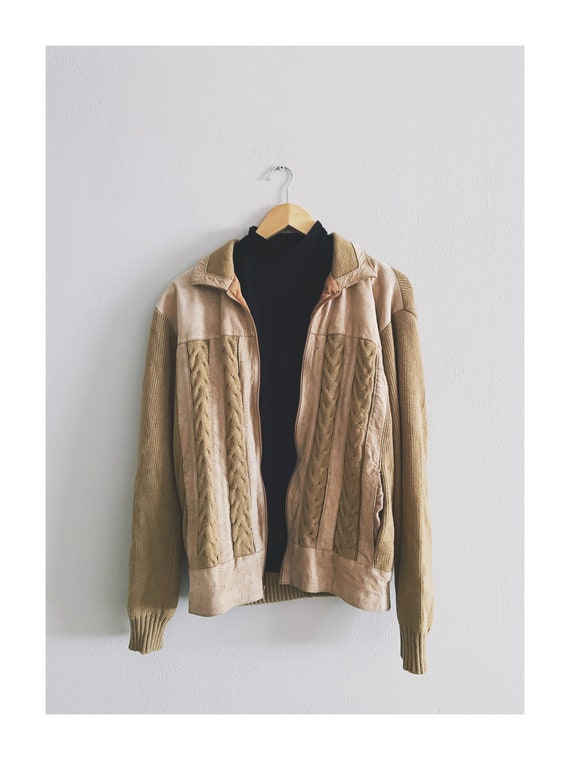 1970s Vintage Suede & Knit Jacket