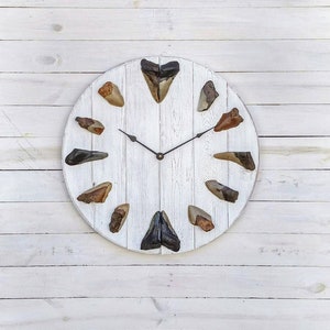 21&quot; round Megalodon shark tooth clock