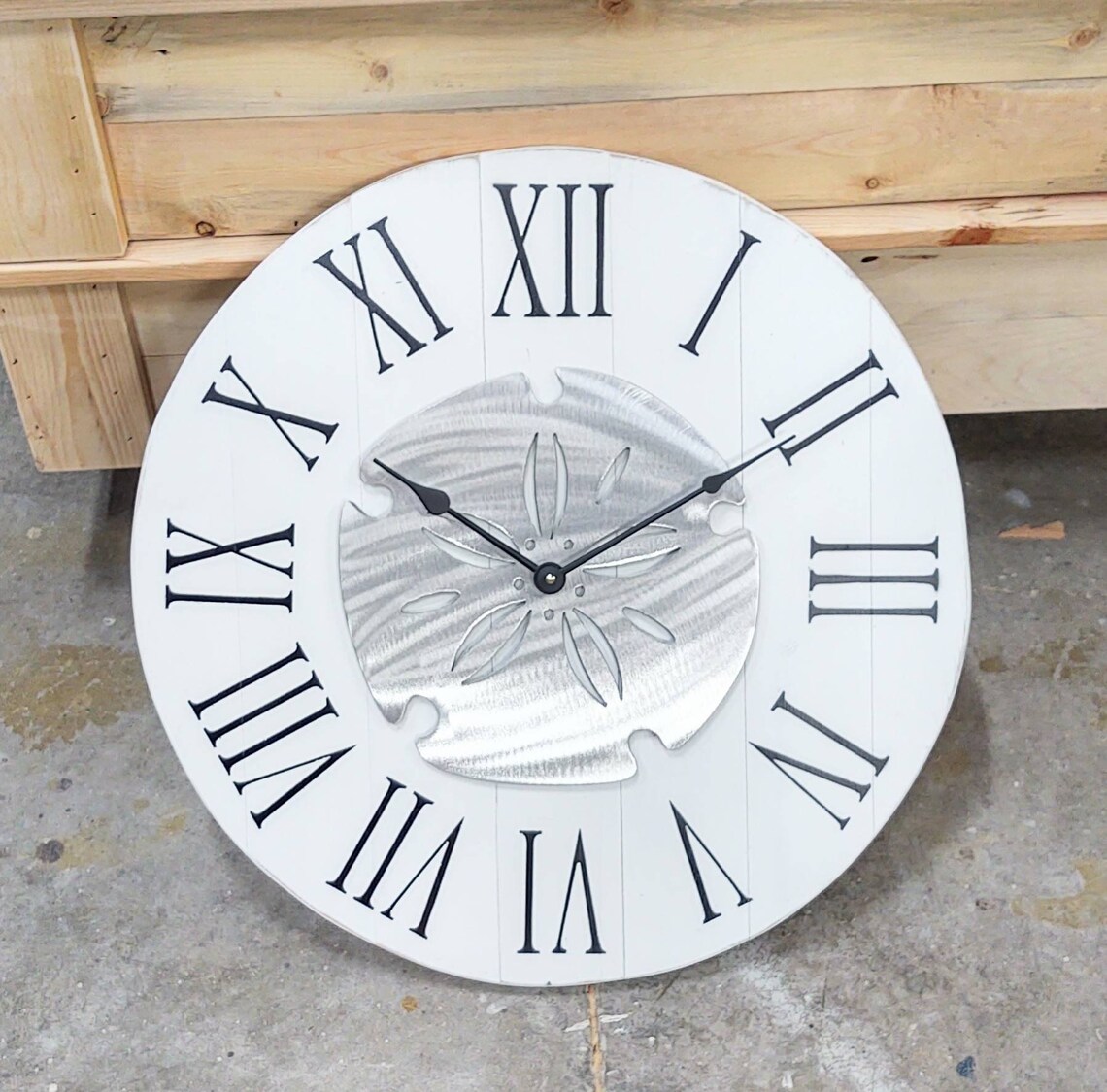 Wooden Sand Dollar Wall Clock with polished or painted steel Etsy