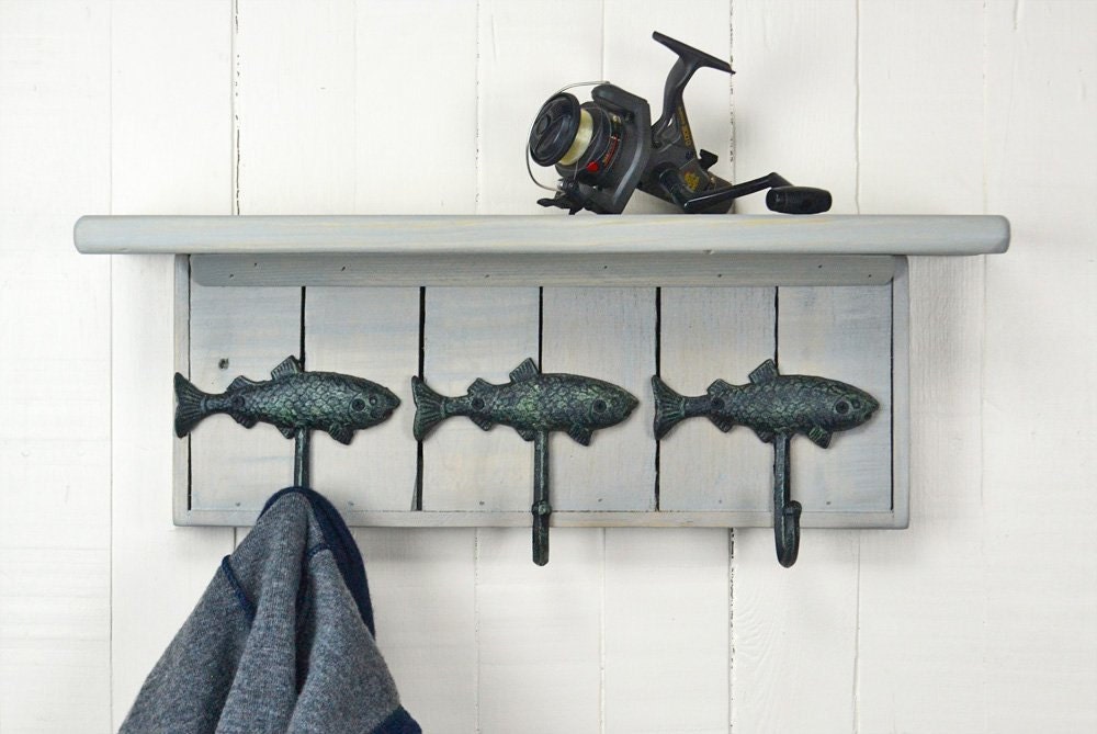 Rustic Driftwood Coat Rack Fish Etsy