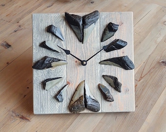 Megalodon shark tooth wall clock.