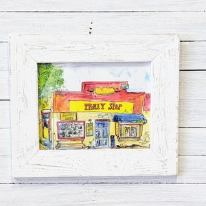 The trolley stop Wrightsville Beach NC.       Local coastal art with 17x21-in handmade picture frame.