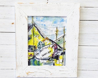 Last Resort beach bar Carolina Beach NC.      Local coastal art with 17x21-in handmade picture frame.