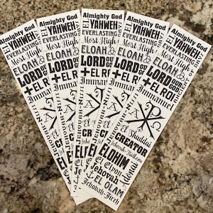 The Names of God black and white Ready-to-print Bookmarks
