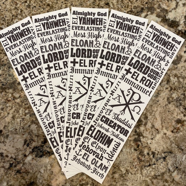 The Names of God black and white Ready-to-print Bookmarks