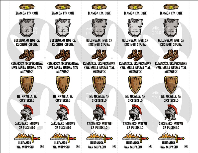 Printable Armor Of God Bookmarks