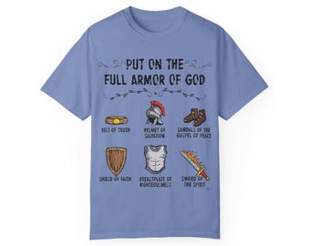 Camiseta Unissex "Armadura de Deus" com Estampa Fantástica, Camiseta Cristã, Camiseta com Estampa Religiosa, Roupa Espiritual, Camiseta com Versículo Bíblico