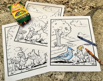 Forest Gnomes Coloring Pages (Digital Download)