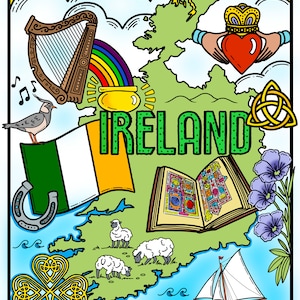 Irland Malvorlage und Grafik druckfertig digitaler Download NEU!