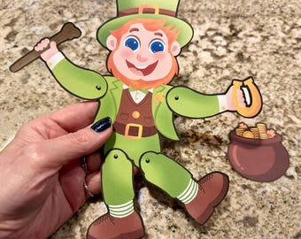 Muñeca de papel articulada Lucky the Leprechaun