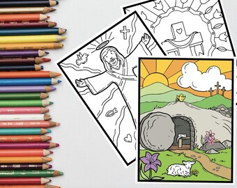 Páginas para colorir de Páscoa - 6 downloads digitais prontos para imprimir - NOVO!
