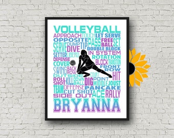 Volleyball Poster Etsy