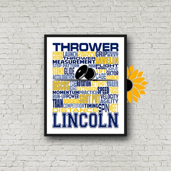 Track & Field Thrower, Shot Put and Discus Thrower, Personalized Shot Put Thrower Poster, Javelin Thrower, Shot Put Typography,
