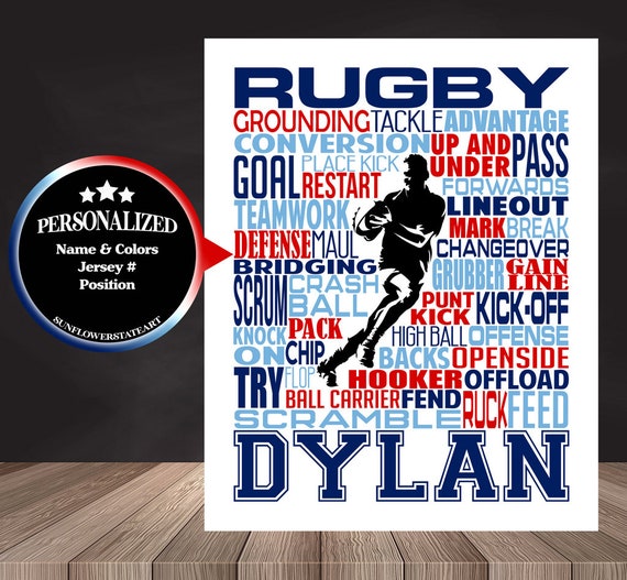 Personalized Rugby Poster, Rugby Typography, Rugby Player, Rugby Player Print, Rugby Player Gift, Rugby Art, Rugby Print, Rugby Decor