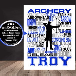 Archery Poster, Archery Sign, Archery Team Gift, Compound Bow Gift, Personalized Archer Poster, Recurve Bow Gift