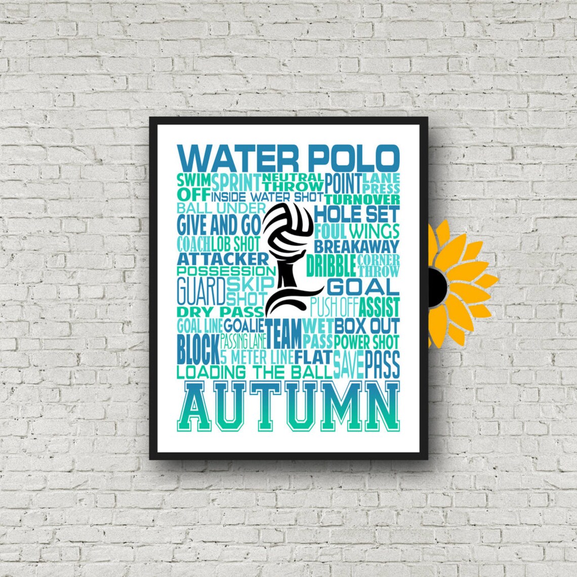 Personalized Water Polo Poster Gift for Water Polo Water Etsy