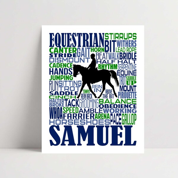 Equestrian Poster, Equestrian Word Art Sign, Horseback Riding, Horseback Riders, Horse Lovers Art, Horse Print, Horse Team