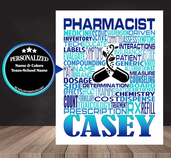 Gift for Pharmacist, Personalized Pharmacist Poster, Pharmacist Typography, Pharmacist Gift, Pharmacist Graduation Gift, Pharmacy Gift