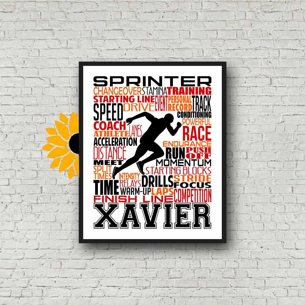Personalized Track and Field Runner Poster, Gift for Sprinter, Distance