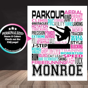 Parkour Poster, Personalized Parkour Sign, Gift for Parkour Runner