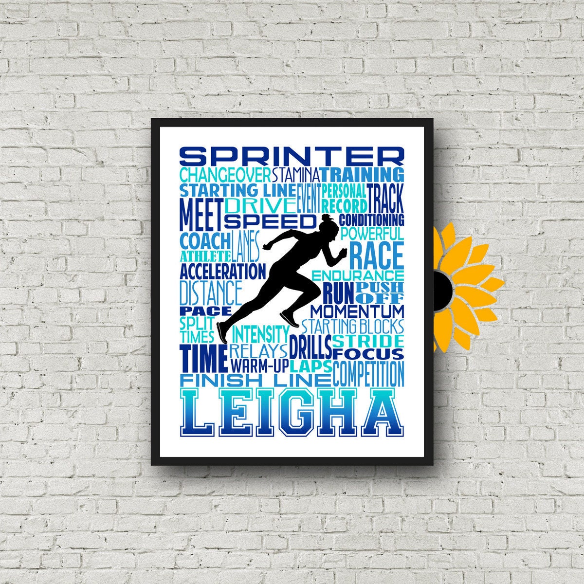 Personalized Track and Field Runner Poster, Gift for Sprinter, Distance