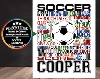 Soccer Poster, Personalized Soccer Sign, Gift for Soccer Players, Soccer Gift, Soccer Team Gift, Soccer Print, Soccer Player Art