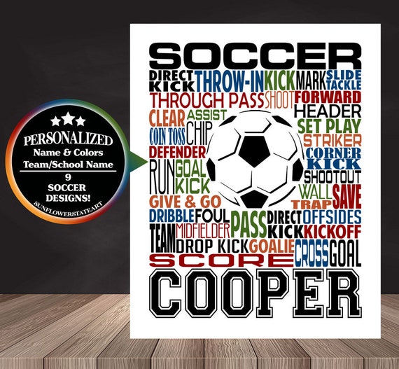 Soccer Typography, Personalized Soccer Poster, Gift for Soccer Players, Soccer Gift, Soccer Team Gift, Soccer Print, Soccer Player Art