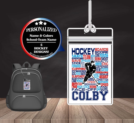 Personalized Hockey Bag Tag, Hockey gift, Hockey Team Tag, Custom Bag tags, Gift for Hockey Player, Hockey Word Art, Ice Hockey Gift