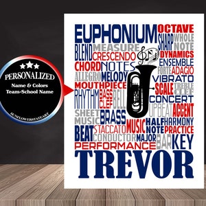 Euphonium Poster, Personalized Euphonium Sign, Euphonium Player Gift, Euphonium Gift, Custom Euphonium, Band Gift, Marching Band