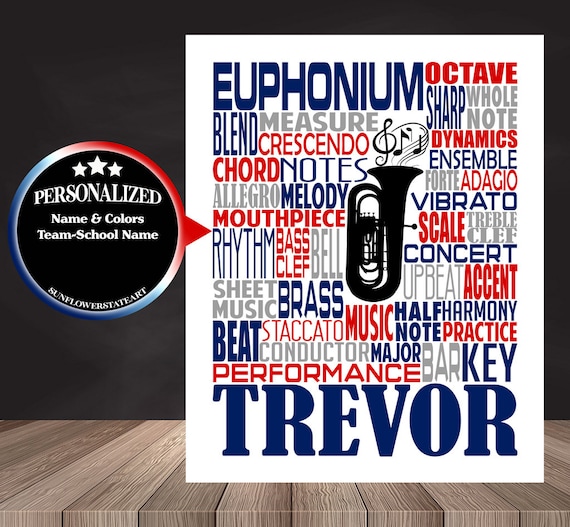 Euphonium Typography, Personalized Euphonium Poster, Euphonium Player Gift, Euphonium Gift, Custom Euphonium, Band Gift, Marching Band