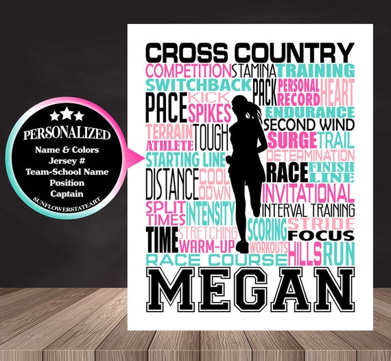 Personalized Cross Country Poster, Cross Country Team, Gift for Runners, Cross Country Typography, Marathon Gift, 26.2 13.1, Gift for Runner