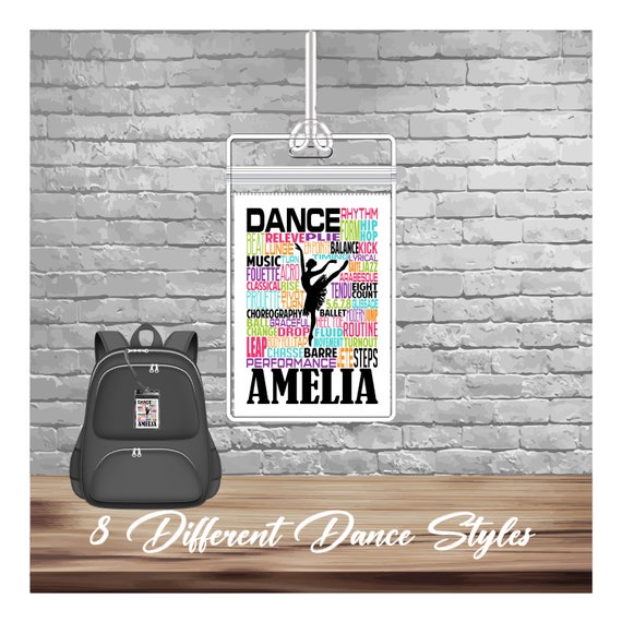 Personalized Dance Bag Tag, Dance gift, Dance Team Tag, Custom Bag tags, Gift for Dancer, Dancer Word Art, Backpack Bag Tag, Dancer Gift