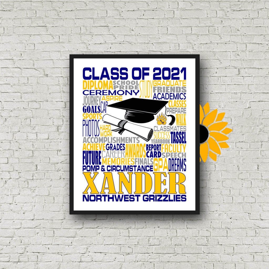 Personalized Graduation Print, Graduation Party Poster, College