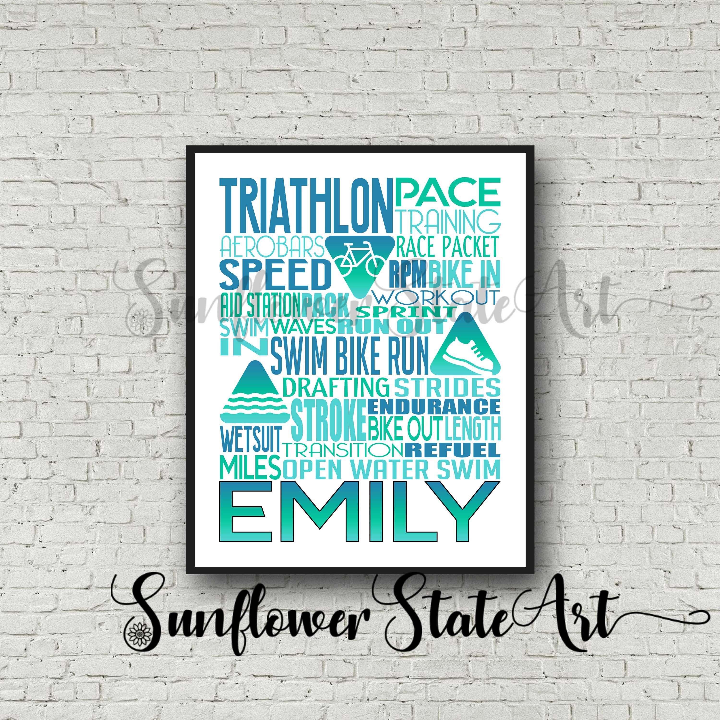 Personalized Triathlon Poster Typography, Triathlon Gift, Triathlon, Custom Triathlon Gift for