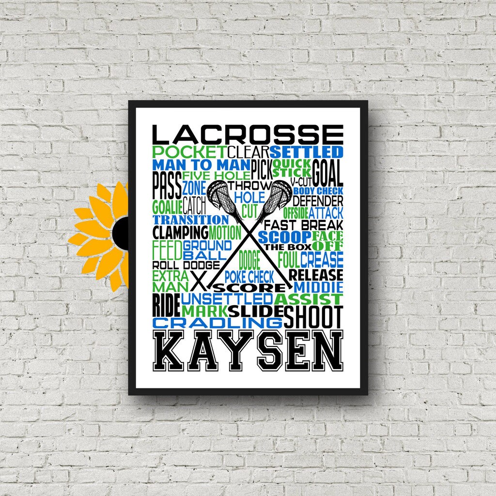Men's Lacrosse Poster, Gift for Lacrosse Player, Personalized Lacrosse