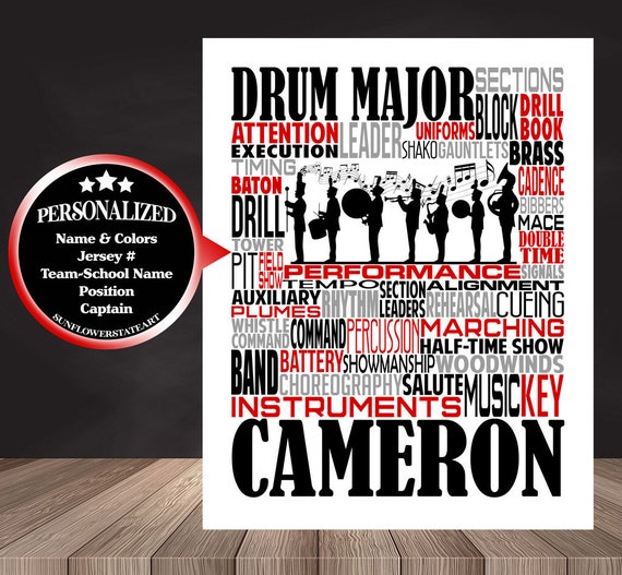 Gift for Drum Major, Drum Major Gift, Personalized Drum Major Poster, Drum Major Typography, Band Instructor, Conductor Gift, Marching Band