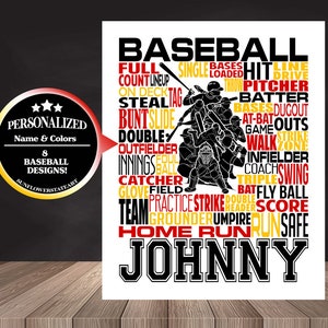 Baseball Art, Baseball Word Art Sign, Baseball Team Gift