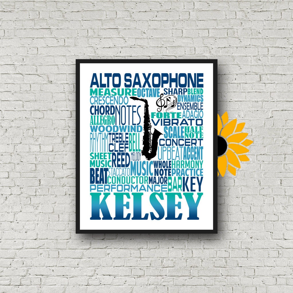 Personalized Saxophone Poster, Saxophone Typography, Sax Player Gift