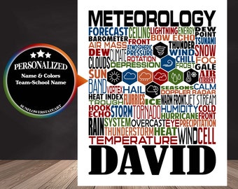 Meteorology Poster, Personalized Meteorology Sign, Weatherman Gift, Gift for Meteorologist, Weather Forecaster Gift, Meteorology Gift
