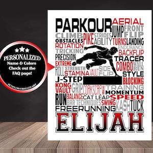 Parkour Poster, Gift for Parkour, Gift for Freerunner, Parkour Sign, Freerunning Word Art, Tracer Gift, Parkour Gift