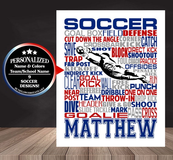 Personalized Soccer Goalkeeper Poster, Soccer Goalie Typography, Gift for Soccer Players Keeper, Soccer Gift, Soccer Team Gift, Soccer Print