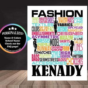 Fashion Designer Poster, Fashion Design Word Art, Fashion Designer Sign, Gift for Fashion Designer, Upcycle Designer Gift