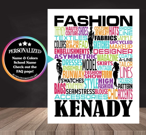Personalized Fashion Designer Poster, Fashion Design Poster, Fashion Designer Typography, Gift for Fashion Designer, Upcycle Designer Gift